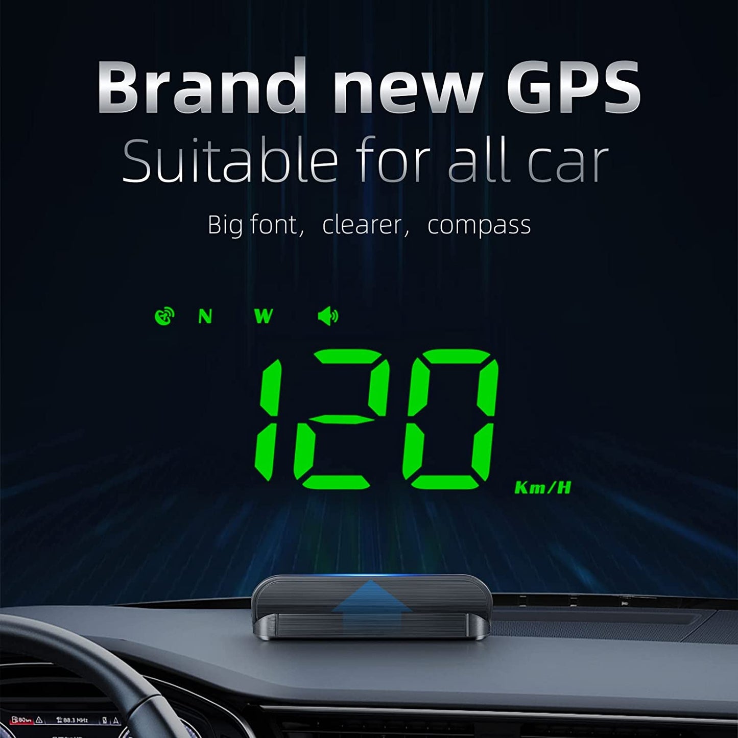 Digital GPS Speedometer M1,Car Hud Head up Display with Speed Warning,Car Speed Digital Display Odometer with Fatigue Driving Warning, for All Cars (M1 Green)