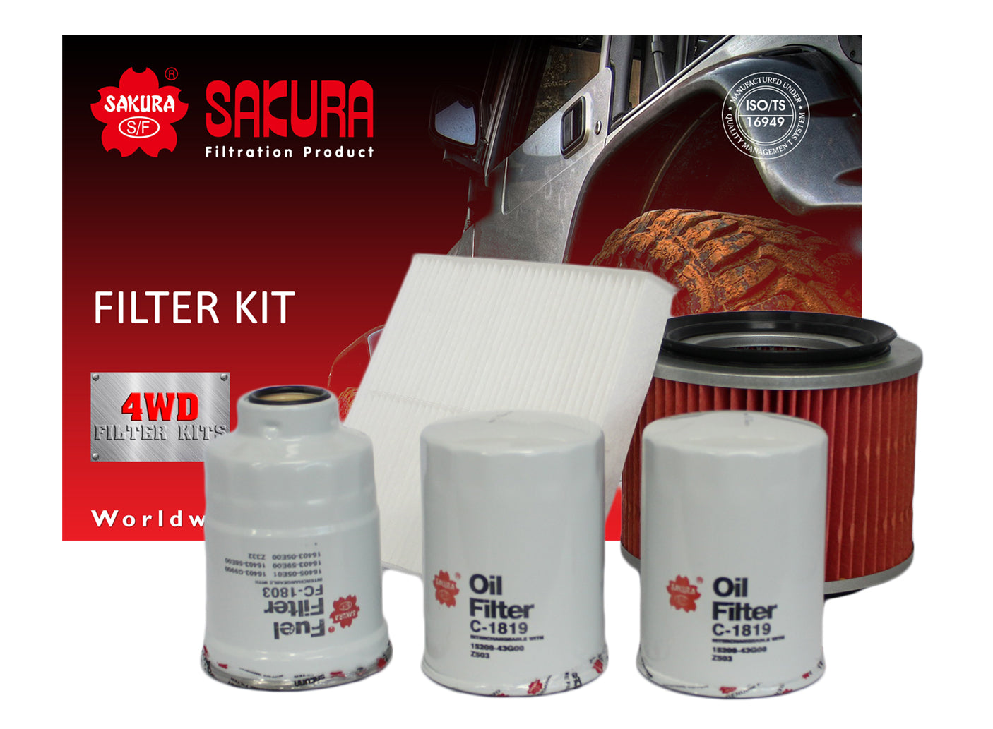 FILTER KIT OIL AIR FUEL CABIN NISSAN PATROL GU Y61 TD42T