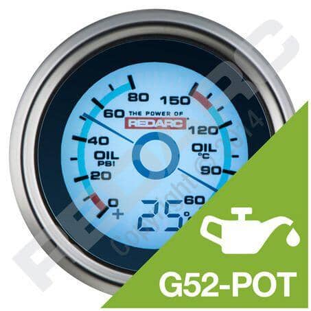 REDARC Oil Pressure & Oil Temperature Gauge with Optional Temperature Display