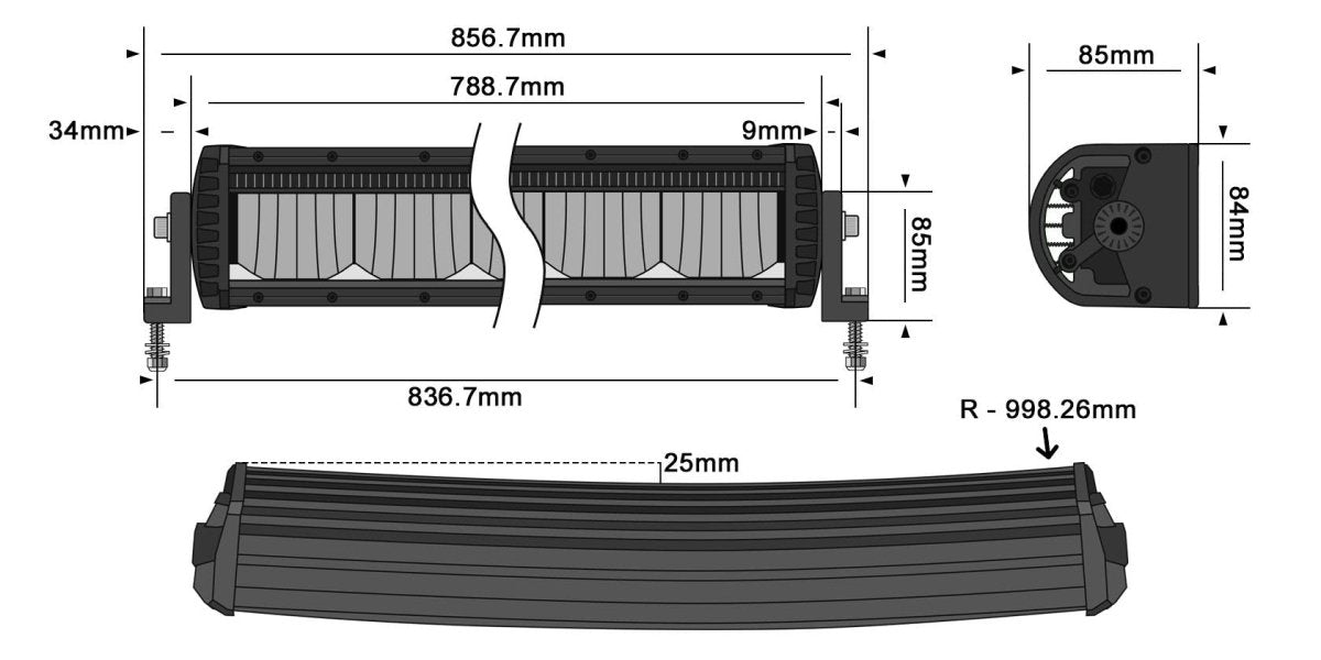 STEDI Marine White Boat Curved 31 inch ST2K 12 LED Light Bar