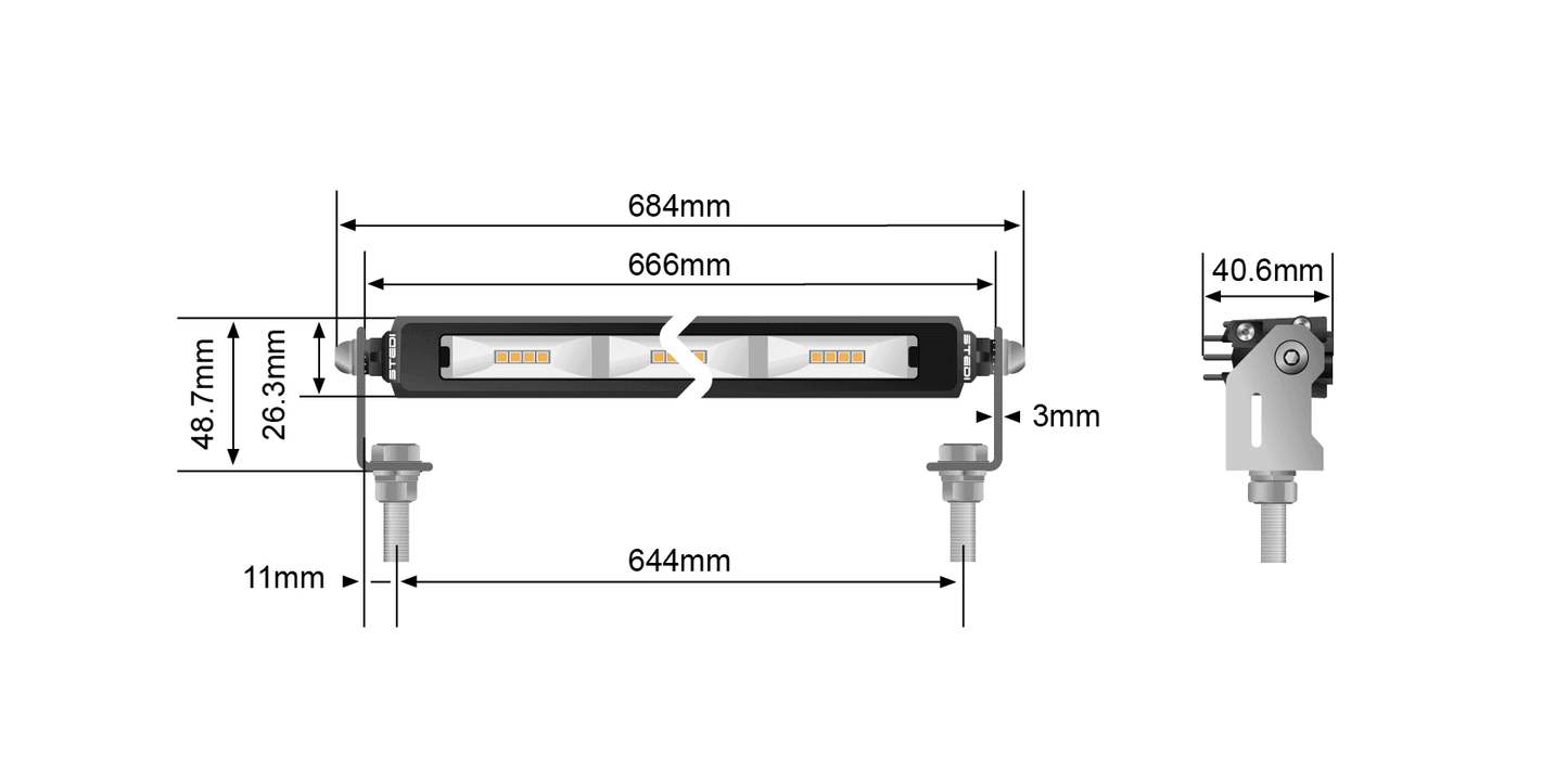 STEDI Micro V2 26 Inch 48 LED Flood Light (White)