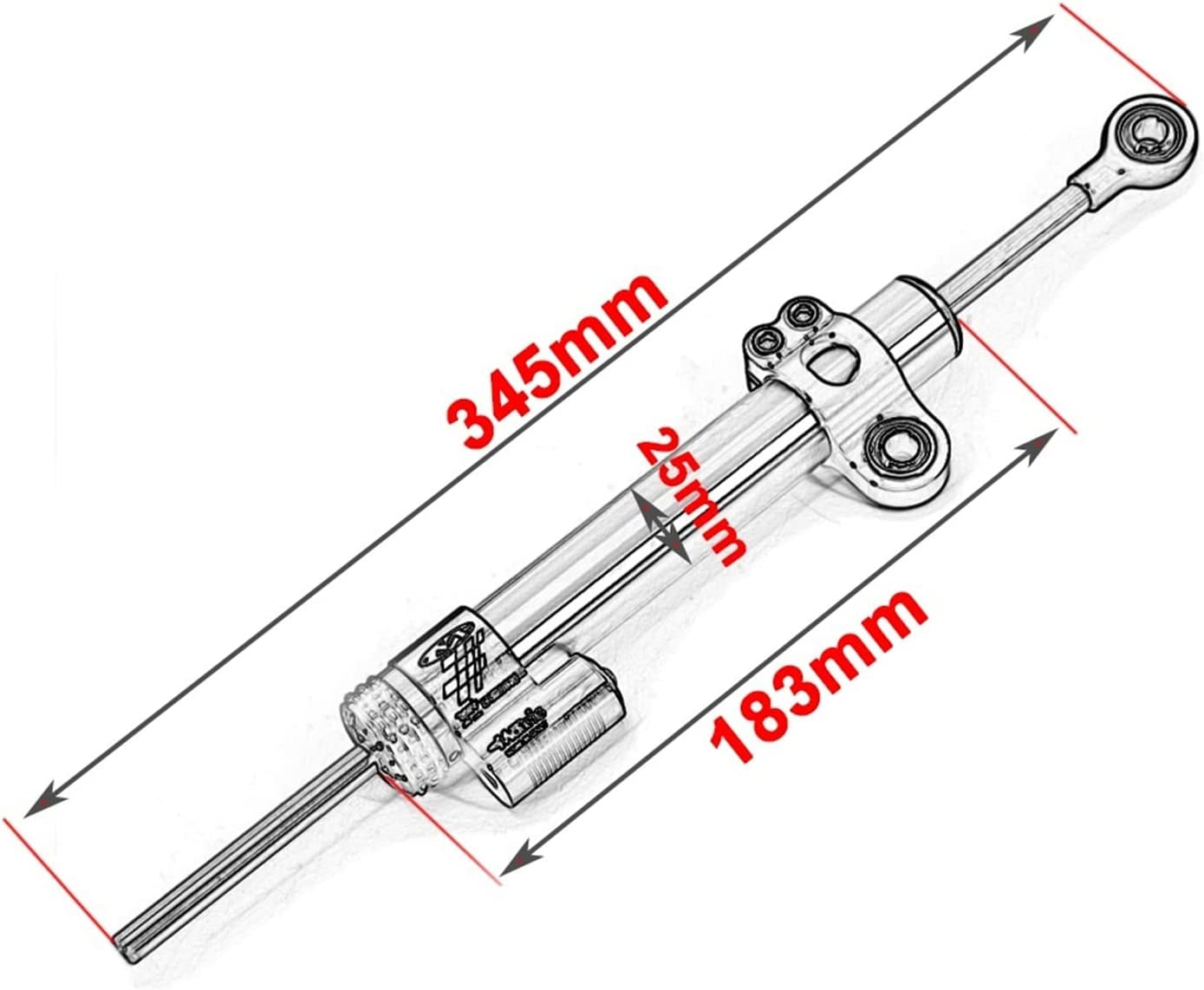 345Mm 255Mm Universal Motorcycle Adjustable Steering Damper Stabilizer Compatible with Yamaha MT10 MT-07 MT09 ZX6R YZF R6 CBR650R CB1000R (Color : 255Mm Aluminum Alloy)