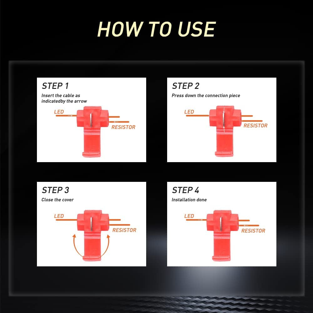 50W 6Ohm Load Resistors-  4Pcs Led Load Resistors for Led Turn Signal Lights or Led Tail Light Resistor or DRL (Fix Hyper Flash)