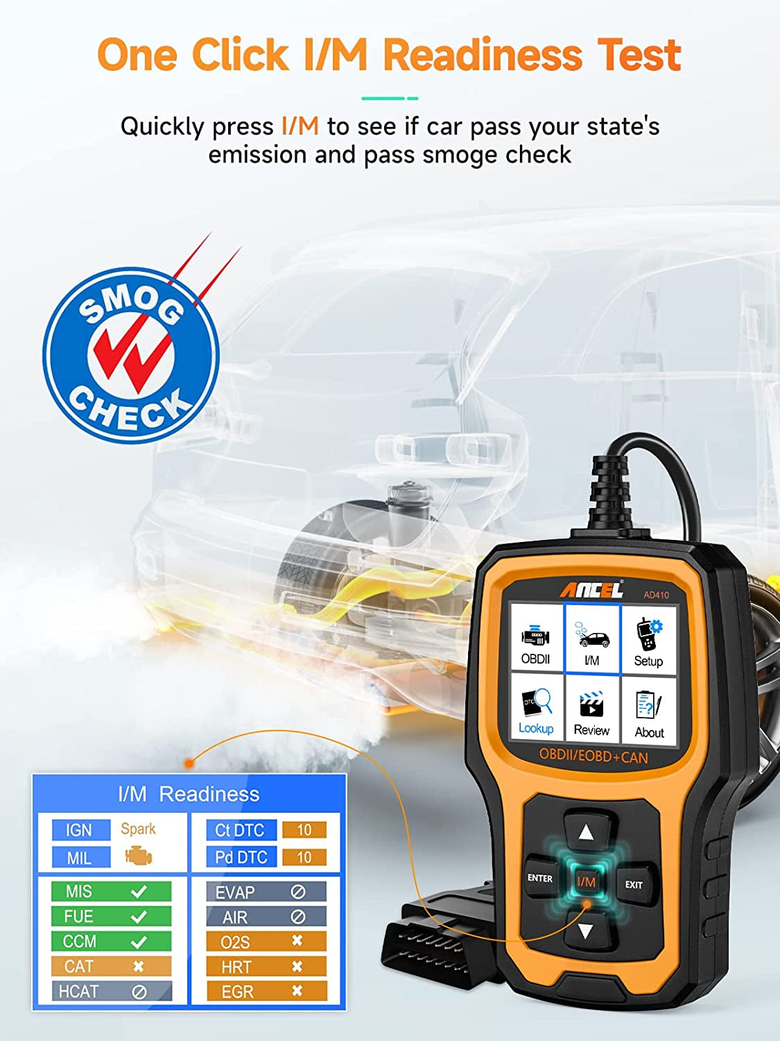 AD410 Enhanced OBD II Vehicle Code Reader Automotive OBD2 Scanner Auto Check Engine Light Scan Tool Emission Analyzer