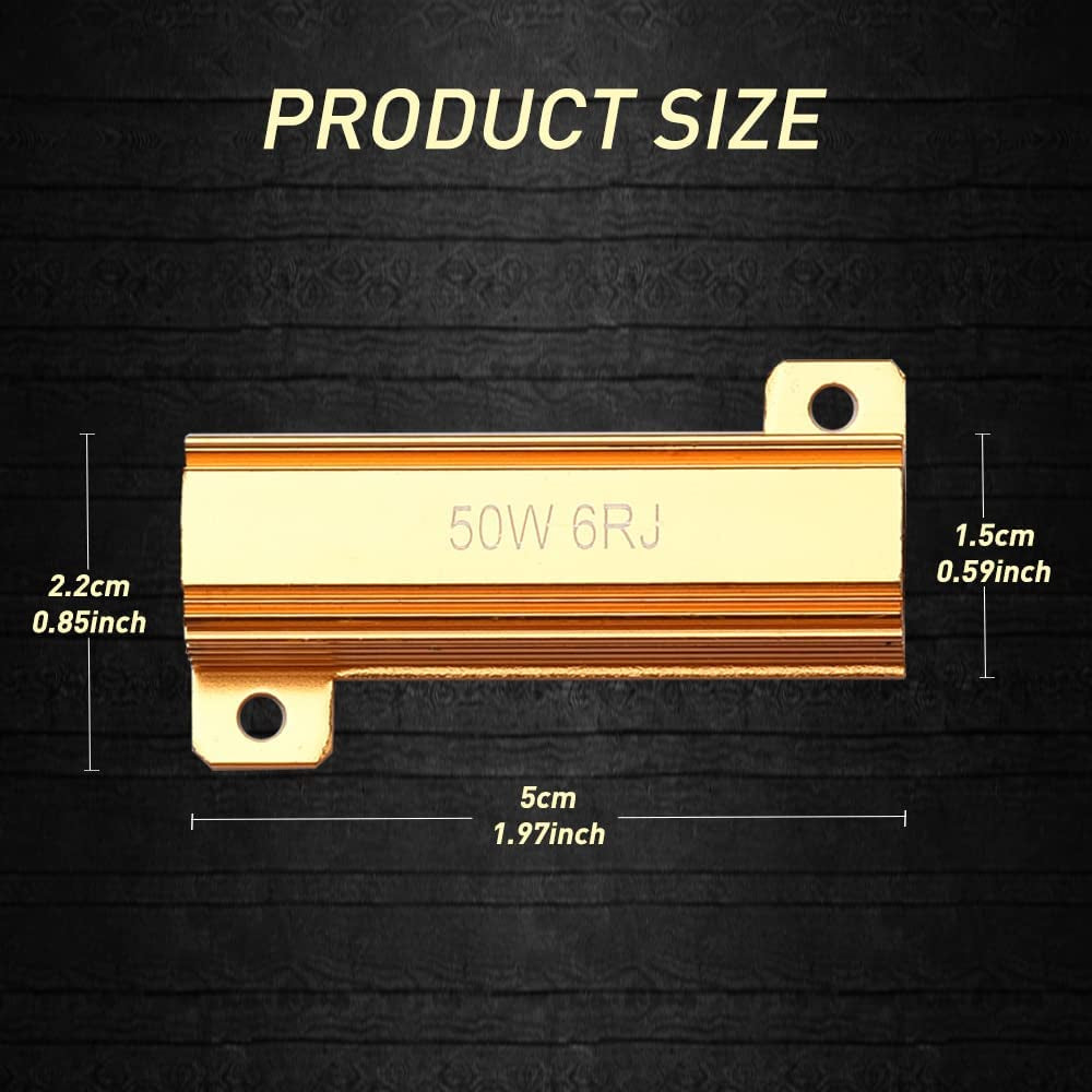 50W 6Ohm Load Resistors-  4Pcs Led Load Resistors for Led Turn Signal Lights or Led Tail Light Resistor or DRL (Fix Hyper Flash)