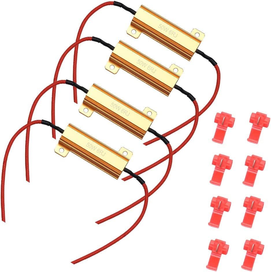 50W 6Ohm Load Resistors-  4Pcs Led Load Resistors for Led Turn Signal Lights or Led Tail Light Resistor or DRL (Fix Hyper Flash)