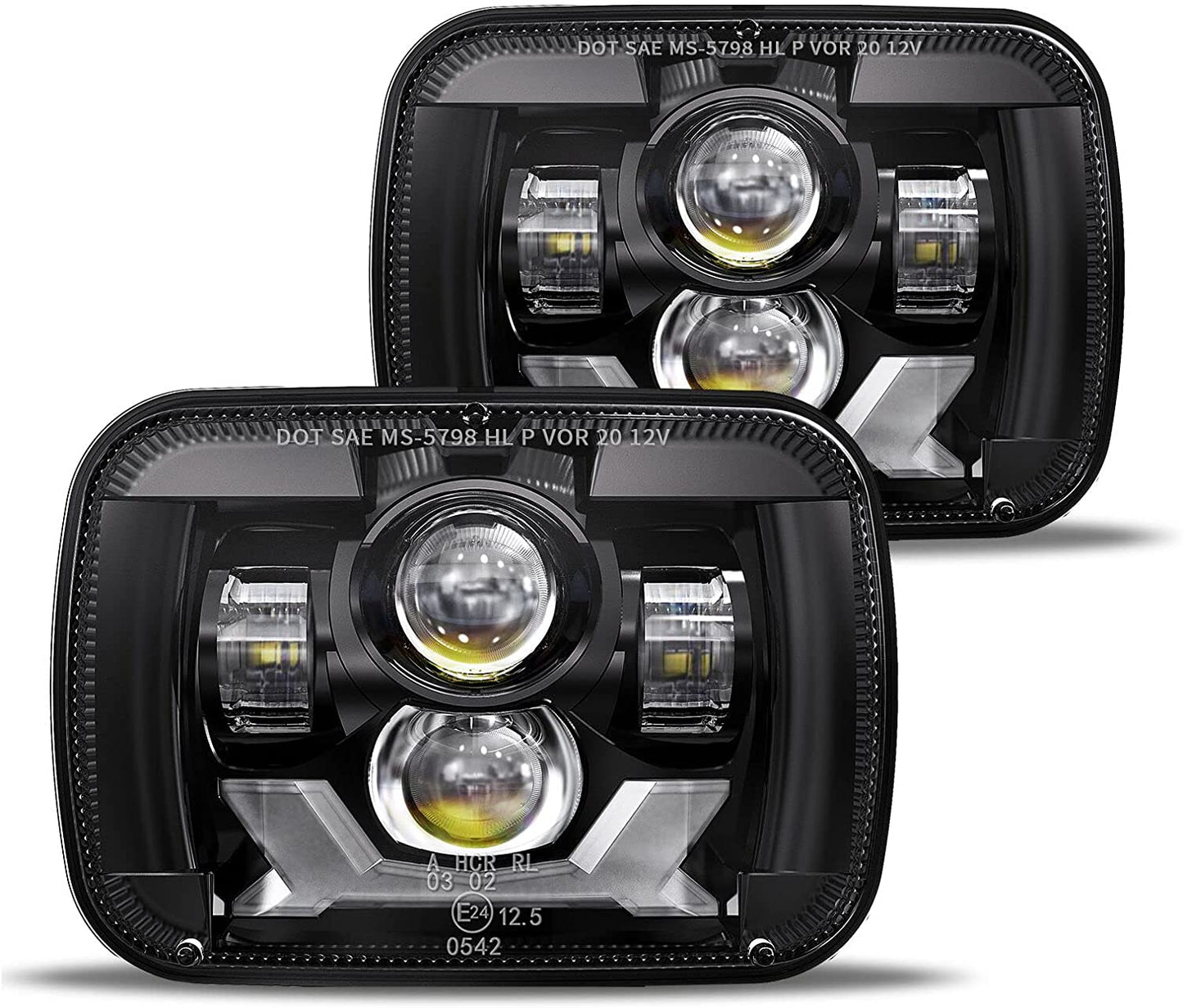 5X7 7X6 Led Headlights 180W Anti-Glare Hi/Low Sealed Beam W/Drl Turn Signal