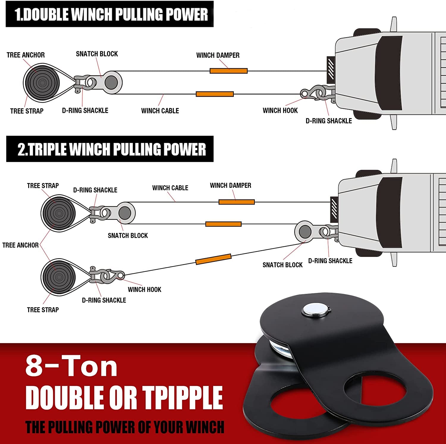 X-BULL Winch Accessories Kit 4X4 Off-Road Recovery Kit