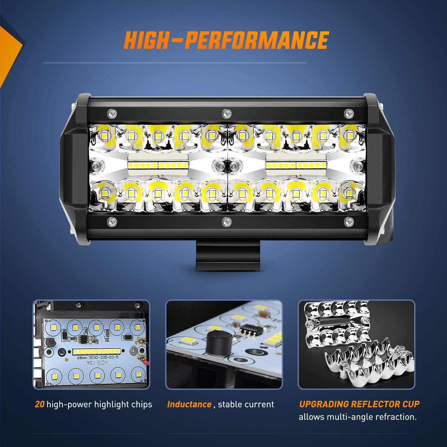 2PCS 6.5 Inch 120W Spot & Flood Led Work Light 